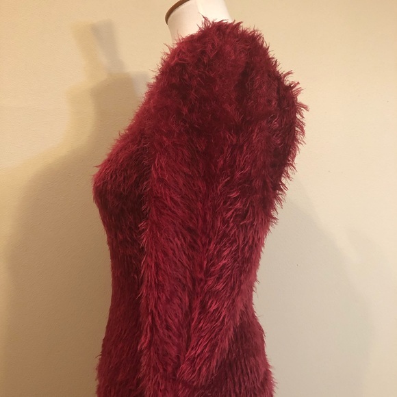 NWOT 4SI3NNA Fuzzy Red Long Sleeve Sweater Dress - Picture 8 of 14